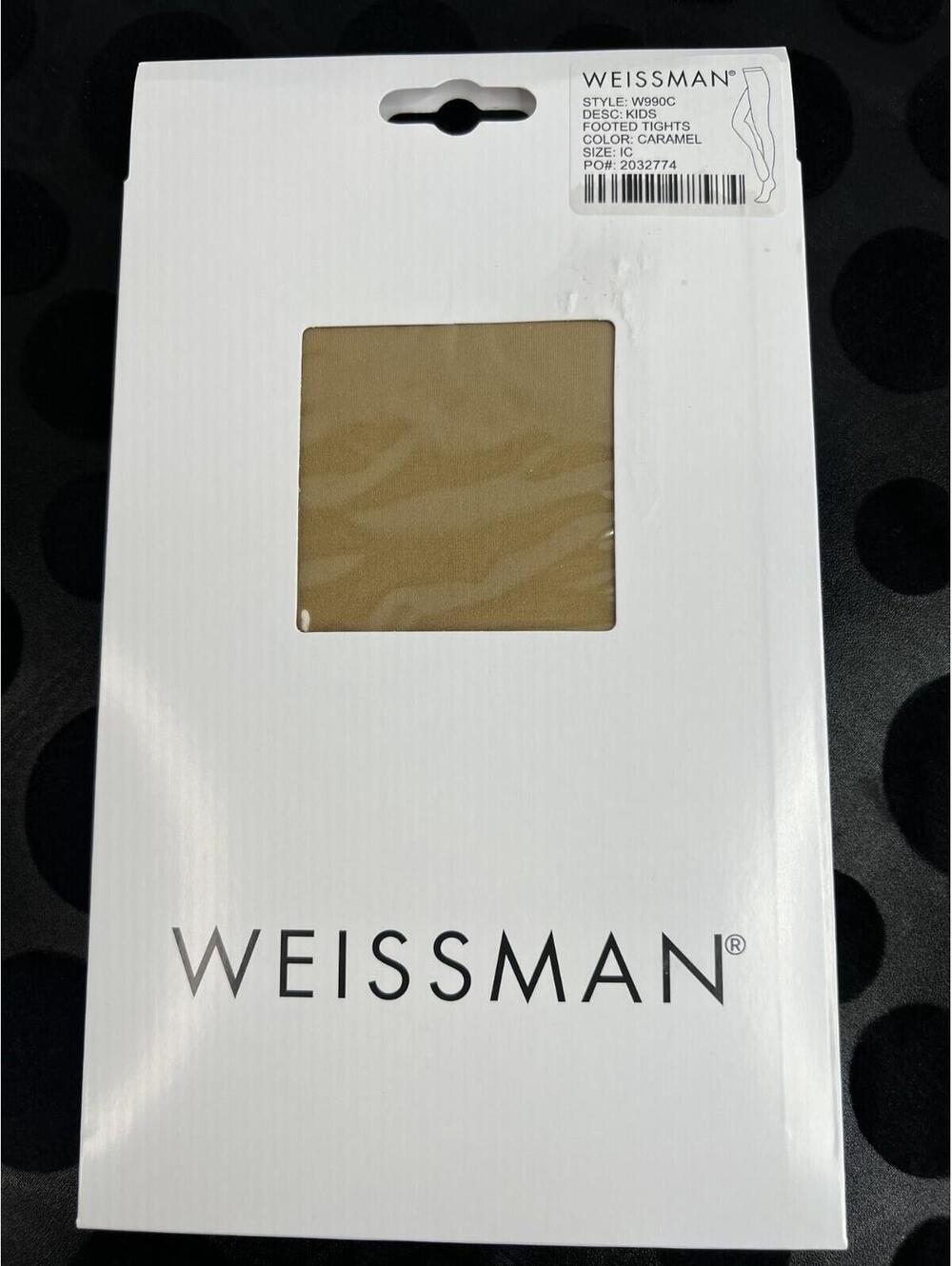 Weissman Child / Kid Size IC Ballet Caramel Microfiber Footed Tights W990C NWT